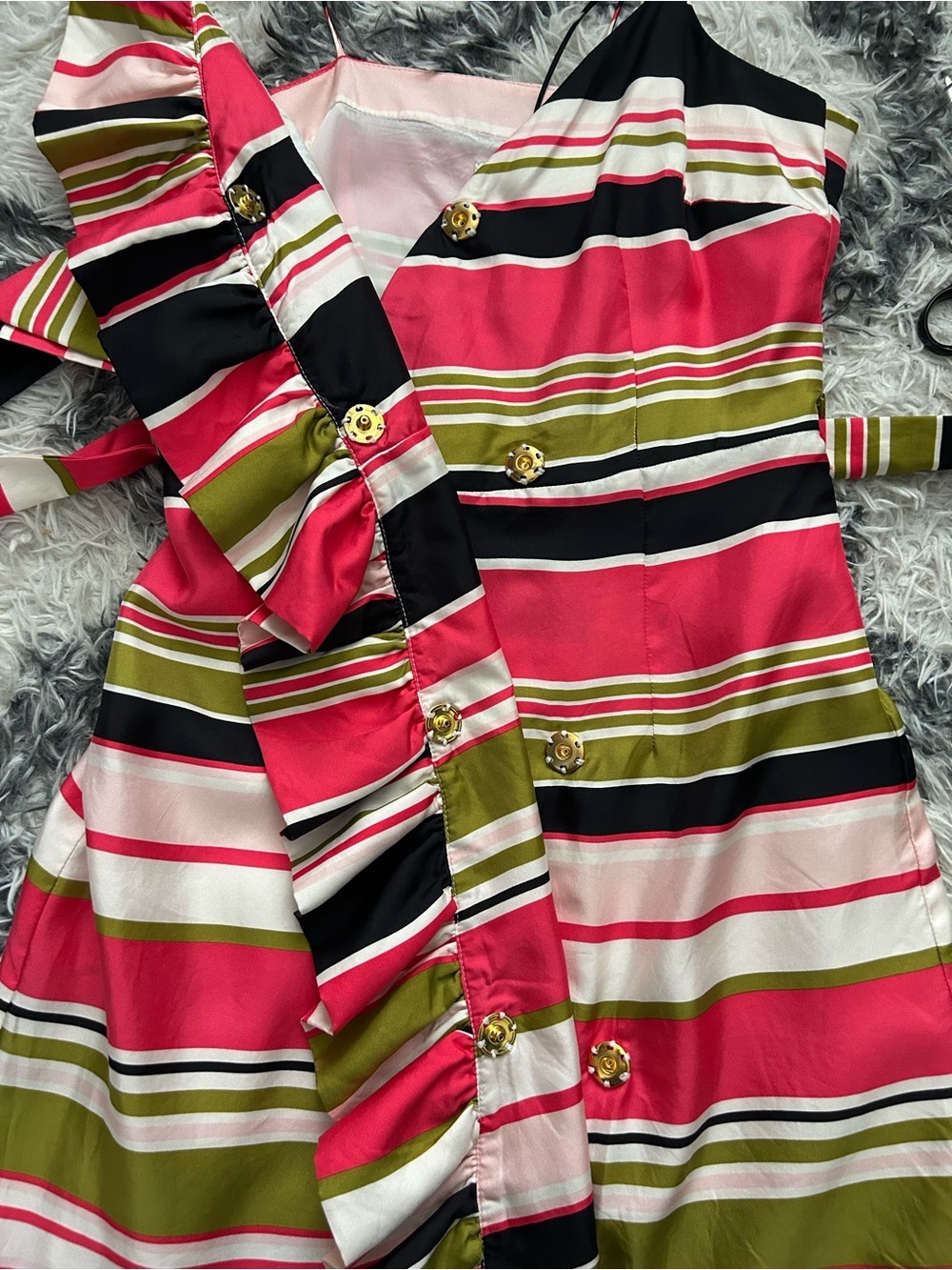 Milly Harbor Stripe Silk Ruffle Dress - Picture 6 of 8